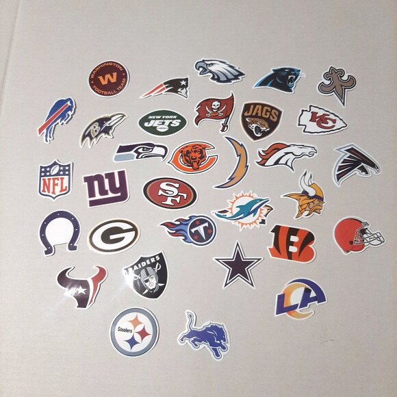 NFL Team Logo Stickers Football Merch Vinyl Decal waterproof 32 sticker pack new - Picture 2 of 4